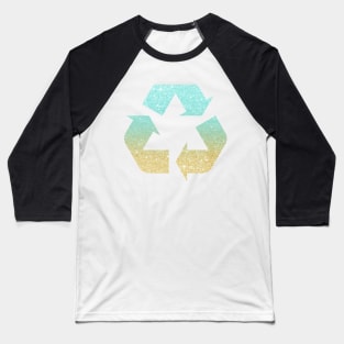 Sand Ocean Ombre Faux Glitter Recycle Symbol Baseball T-Shirt